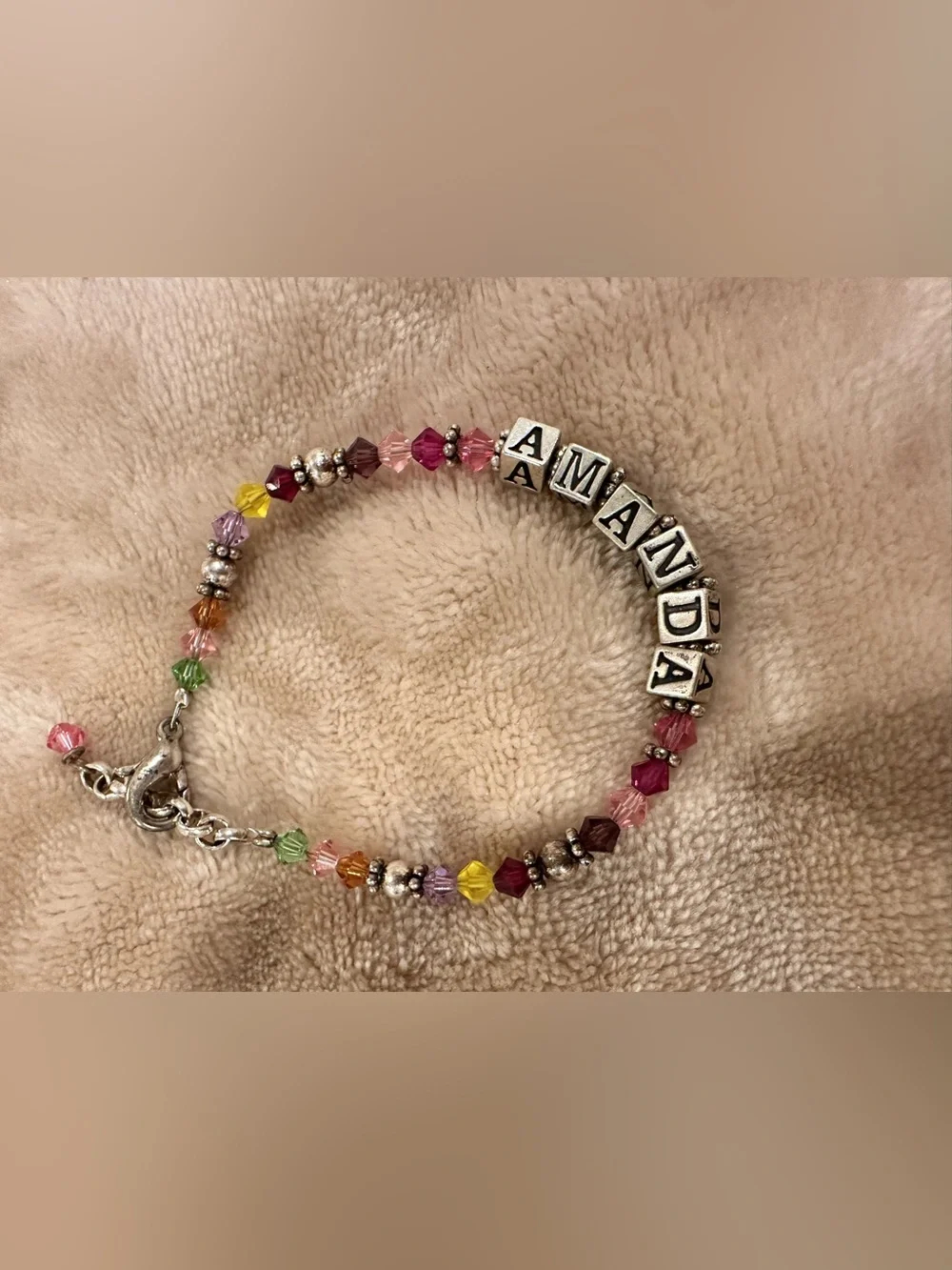 Personalized Kids Amanda Multicolor Beaded Name Bracelet- Adjustable